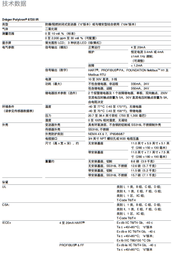 德尔格Dräger Polytron® 8720 IR(图1)